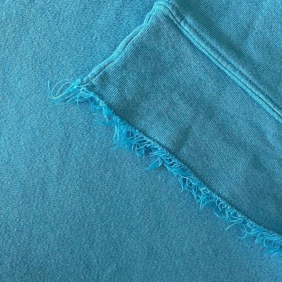 WHEAT Blue Pullover Sweater Raw Edge Hem True Blue Size Large - Picture 5 of 5